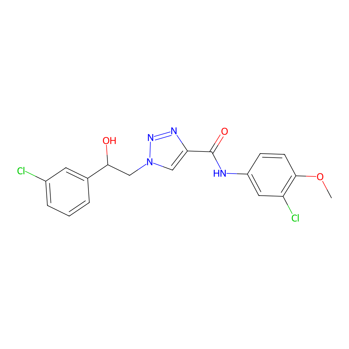 N-(3-chloro-4-methoxyphenyl)-1-[2-(3-chlorophenyl)-2-hydroxyethyl]-1H-1,2,3-triazole-4-carboxamide molecular structure, CAS 1396680-56-0
