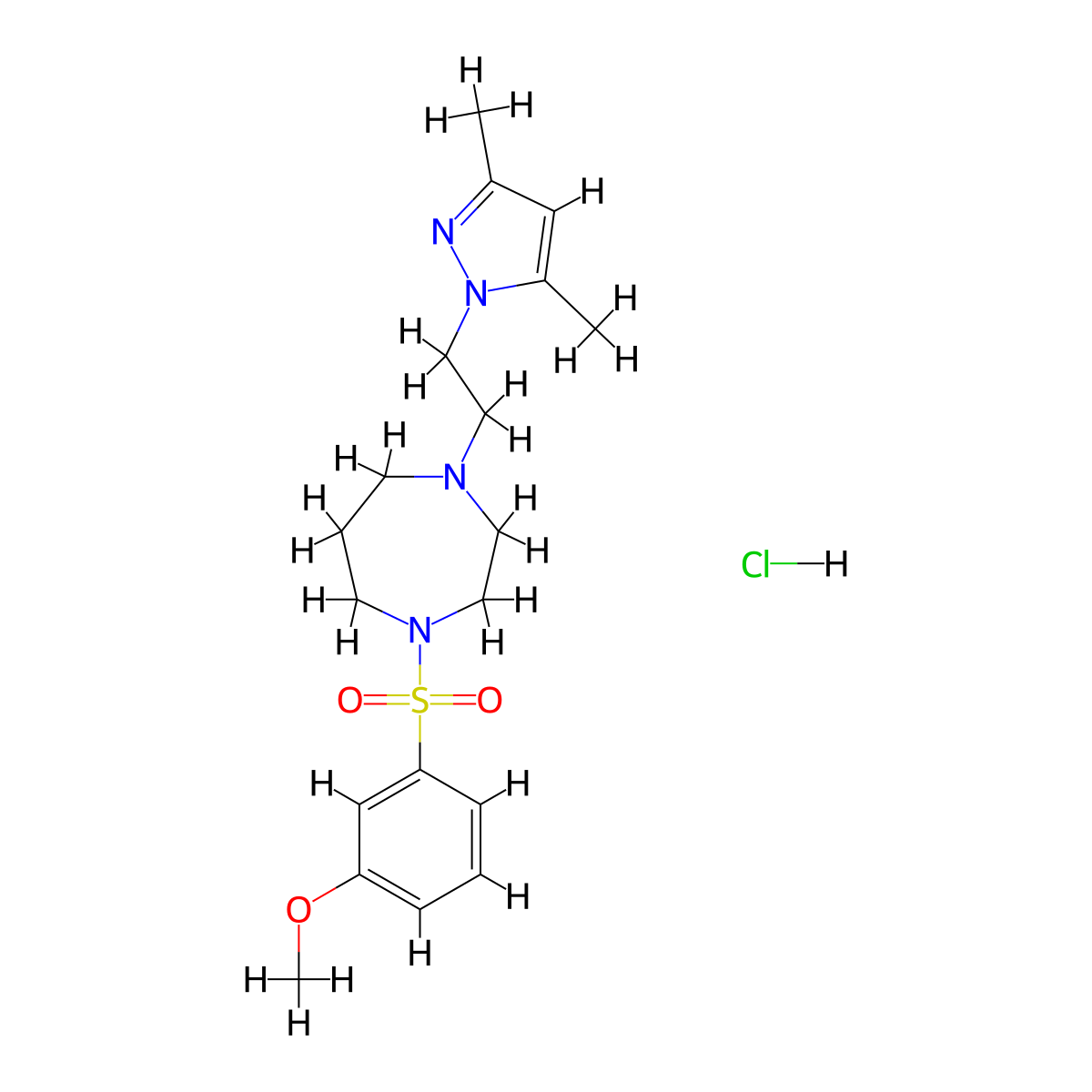 1-(2-(3,5-dimethyl-1H-pyrazol-1-yl)ethyl)-4-((3-methoxyphenyl)sulfonyl)-1,4-diazepane hydrochloride molecular structure, CAS 1396680-58-2