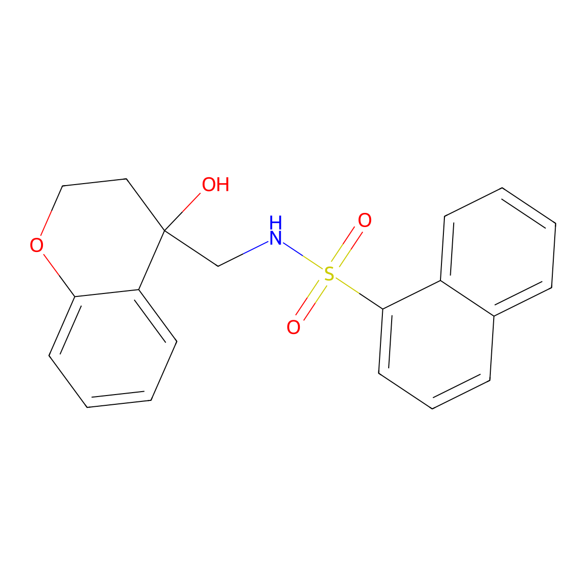 N-((4-hydroxychroman-4-yl)methyl)naphthalene-1-sulfonamide molecular structure, CAS 1396680-60-6