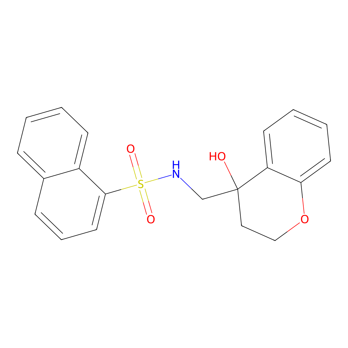N-((4-hydroxychroman-4-yl)methyl)naphthalene-1-sulfonamide molecular structure, CAS 1396680-60-6