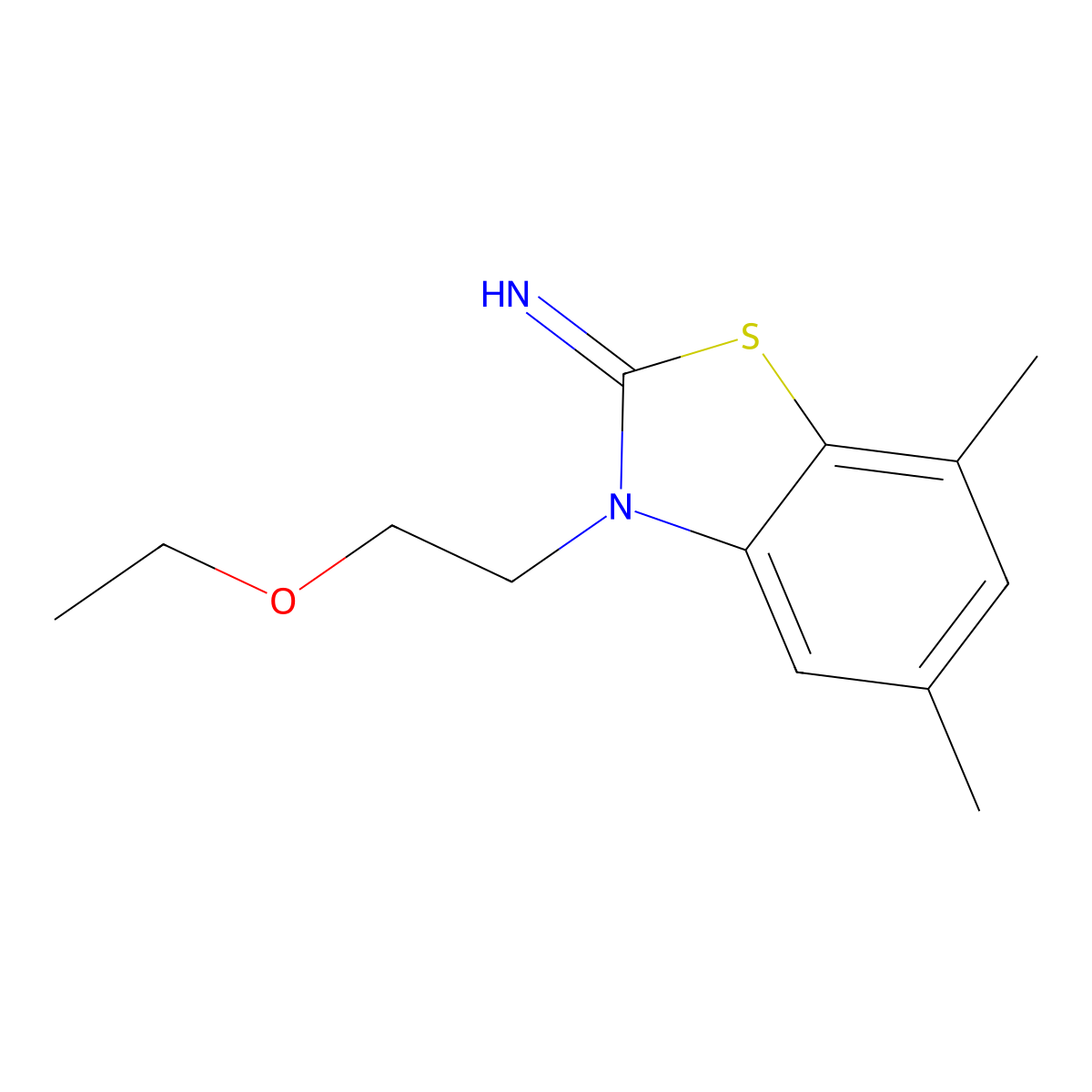 3-(2-ethoxyethyl)-5,7-dimethylbenzo[d]thiazol-2(3H)-imine molecular structure, CAS 1396680-61-7