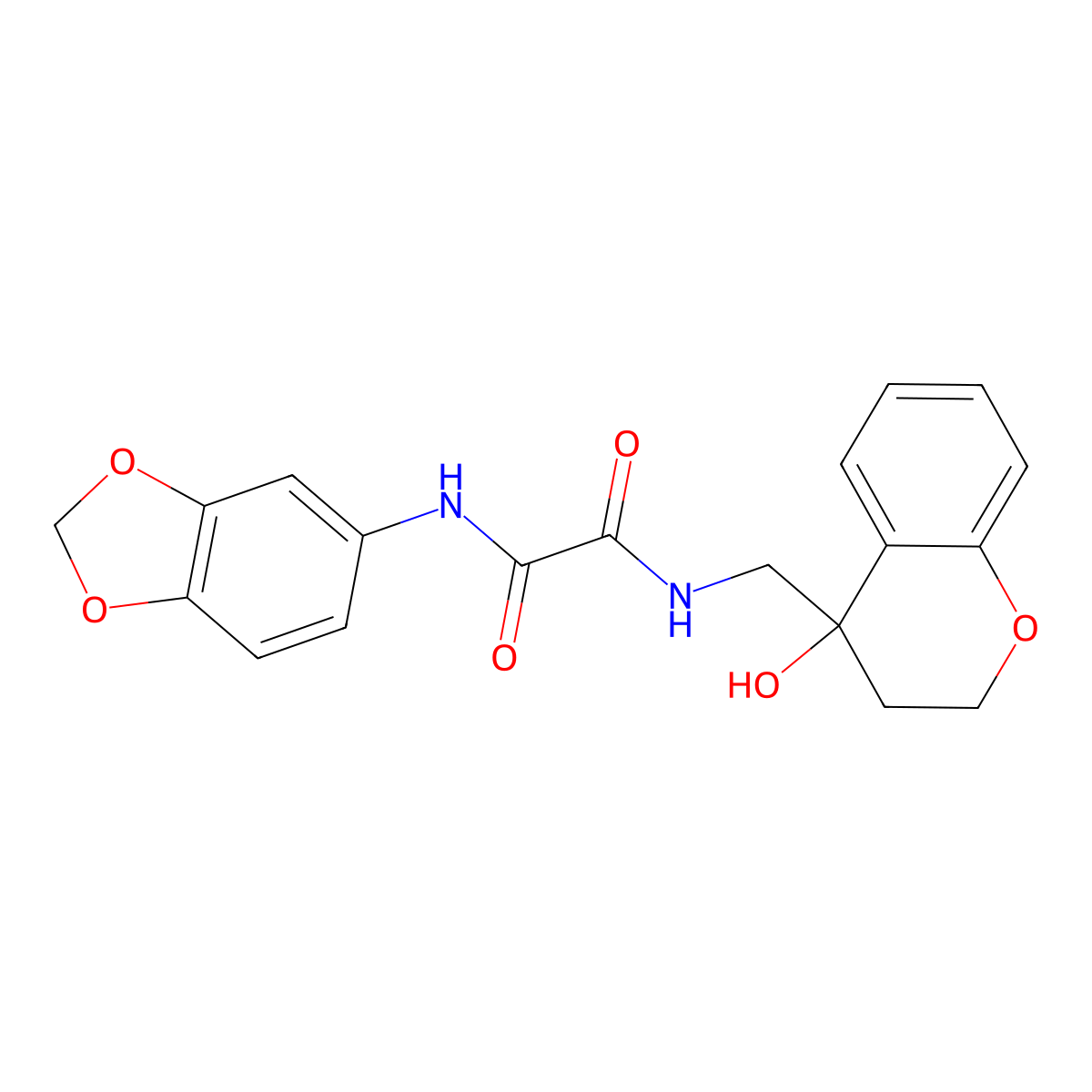 N1-(benzo[d][1,3]dioxol-5-yl)-N2-((4-hydroxychroman-4-yl)methyl)oxalamide molecular structure, CAS 1396680-68-4