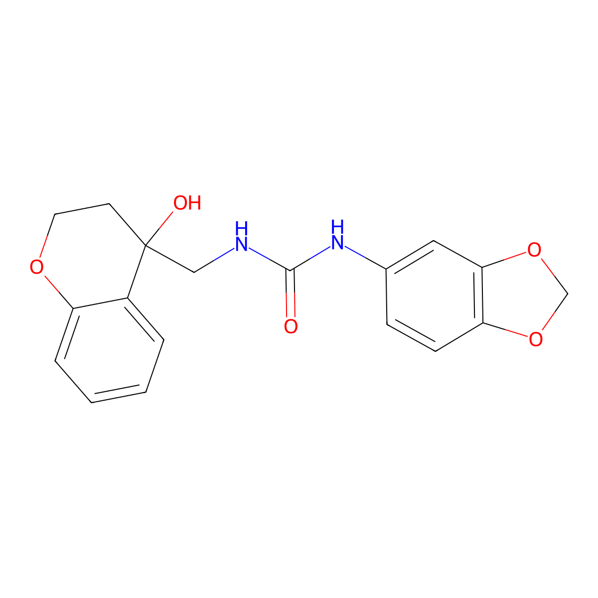 1-(Benzo[d][1,3]dioxol-5-yl)-3-((4-hydroxychroman-4-yl)methyl)urea molecular structure, CAS 1396680-73-1