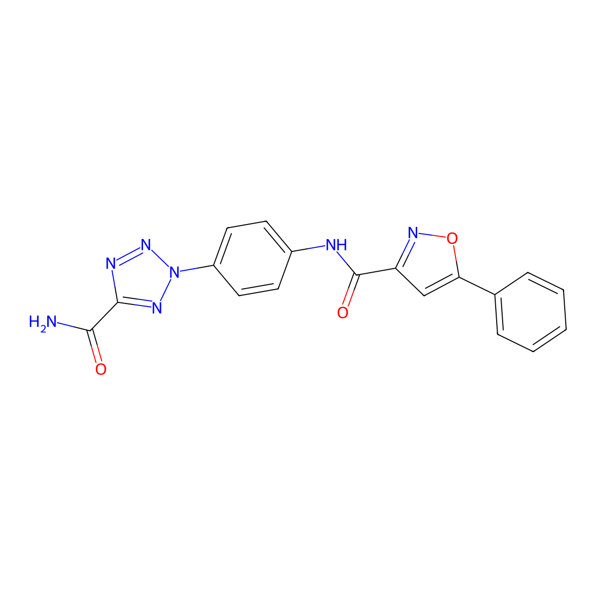 2-[4-(5-phenyl-1,2-oxazole-3-amido)phenyl]-2H-1,2,3,4-tetrazole-5-carboxamide molecular structure, CAS 1396680-78-6