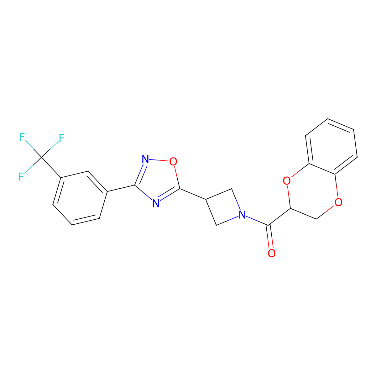 (2,3-Dihydrobenzo[b][1,4]dioxin-2-yl)(3-(3-(3-(trifluoromethyl)phenyl)-1,2,4-oxadiazol-5-yl)azetidin-1-yl)methanone molecular structure, CAS 1396680-88-8