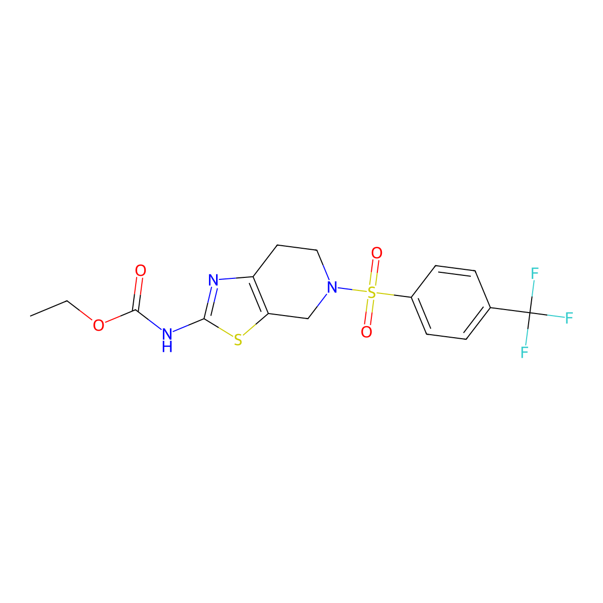 Ethyl (5-((4-(trifluoromethyl)phenyl)sulfonyl)-4,5,6,7-tetrahydrothiazolo[5,4-c]pyridin-2-yl)carbamate molecular structure, CAS 1396680-95-7