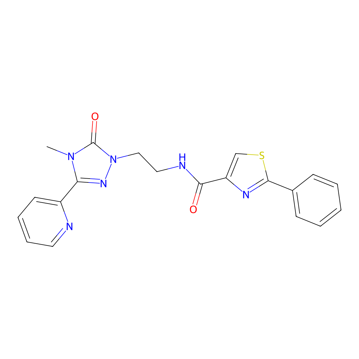 N-(2-(4-methyl-5-oxo-3-(pyridin-2-yl)-4,5-dihydro-1H-1,2,4-triazol-1-yl)ethyl)-2-phenylthiazole-4-carboxamide molecular structure, CAS 1396681-05-2