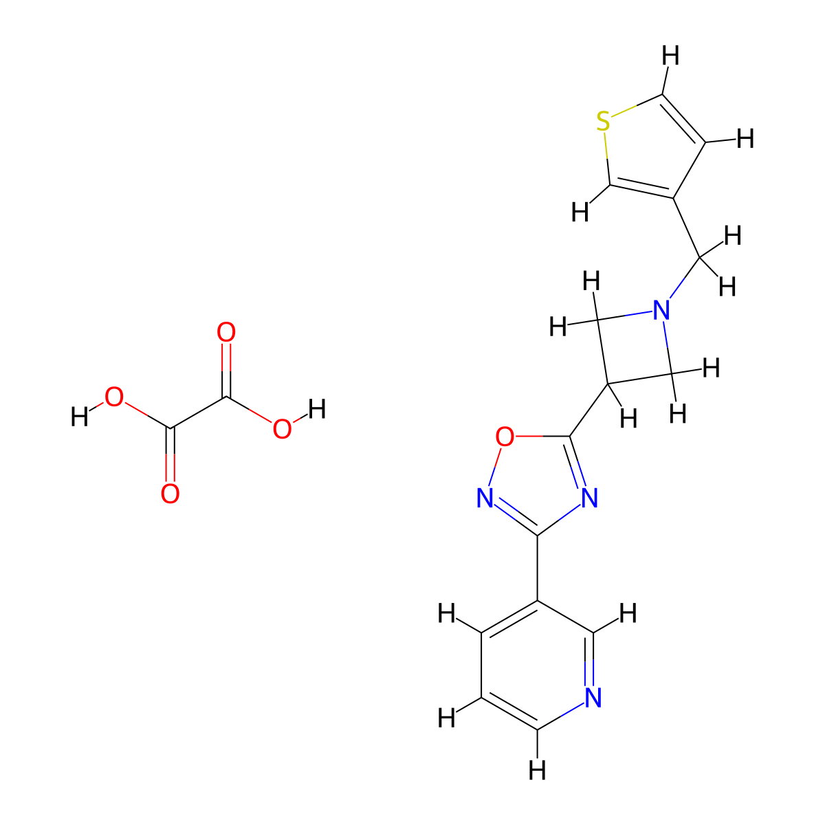 3-(Pyridin-3-yl)-5-(1-(thiophen-3-ylmethyl)azetidin-3-yl)-1,2,4-oxadiazole oxalate molecular structure, CAS 1396681-09-6