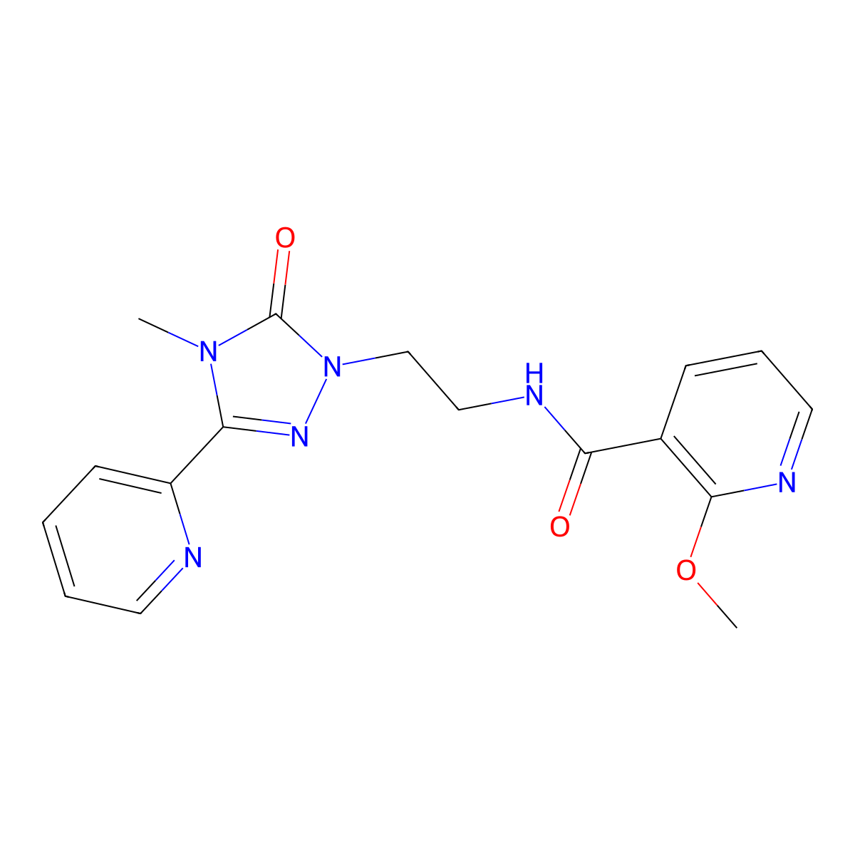 2-methoxy-N-{2-[4-methyl-5-oxo-3-(pyridin-2-yl)-4,5-dihydro-1H-1,2,4-triazol-1-yl]ethyl}pyridine-3-carboxamide molecular structure, CAS 1396681-12-1