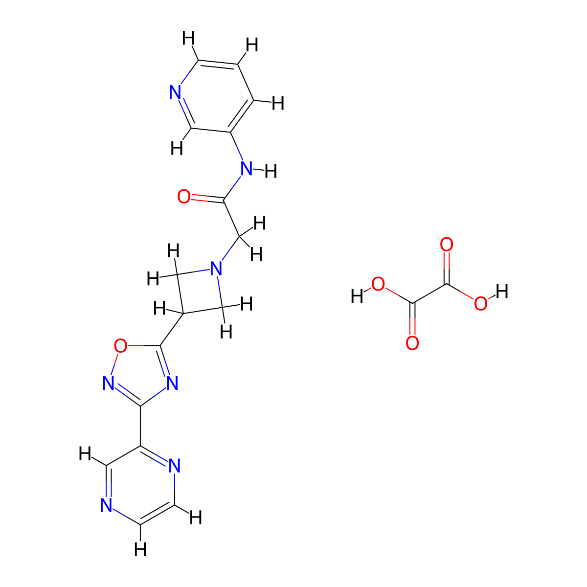 2-(3-(3-(pyrazin-2-yl)-1,2,4-oxadiazol-5-yl)azetidin-1-yl)-N-(pyridin-3-yl)acetamide oxalate molecular structure, CAS 1396681-13-2
