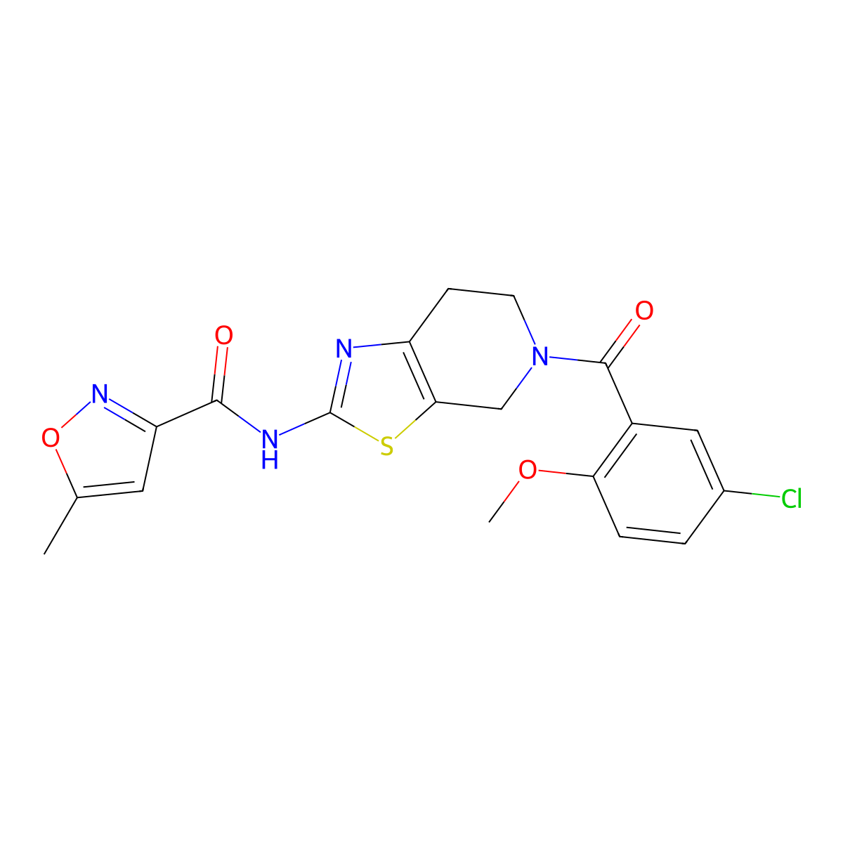 N-(5-(5-chloro-2-methoxybenzoyl)-4,5,6,7-tetrahydrothiazolo[5,4-c]pyridin-2-yl)-5-methylisoxazole-3-carboxamide molecular structure, CAS 1396682-33-9