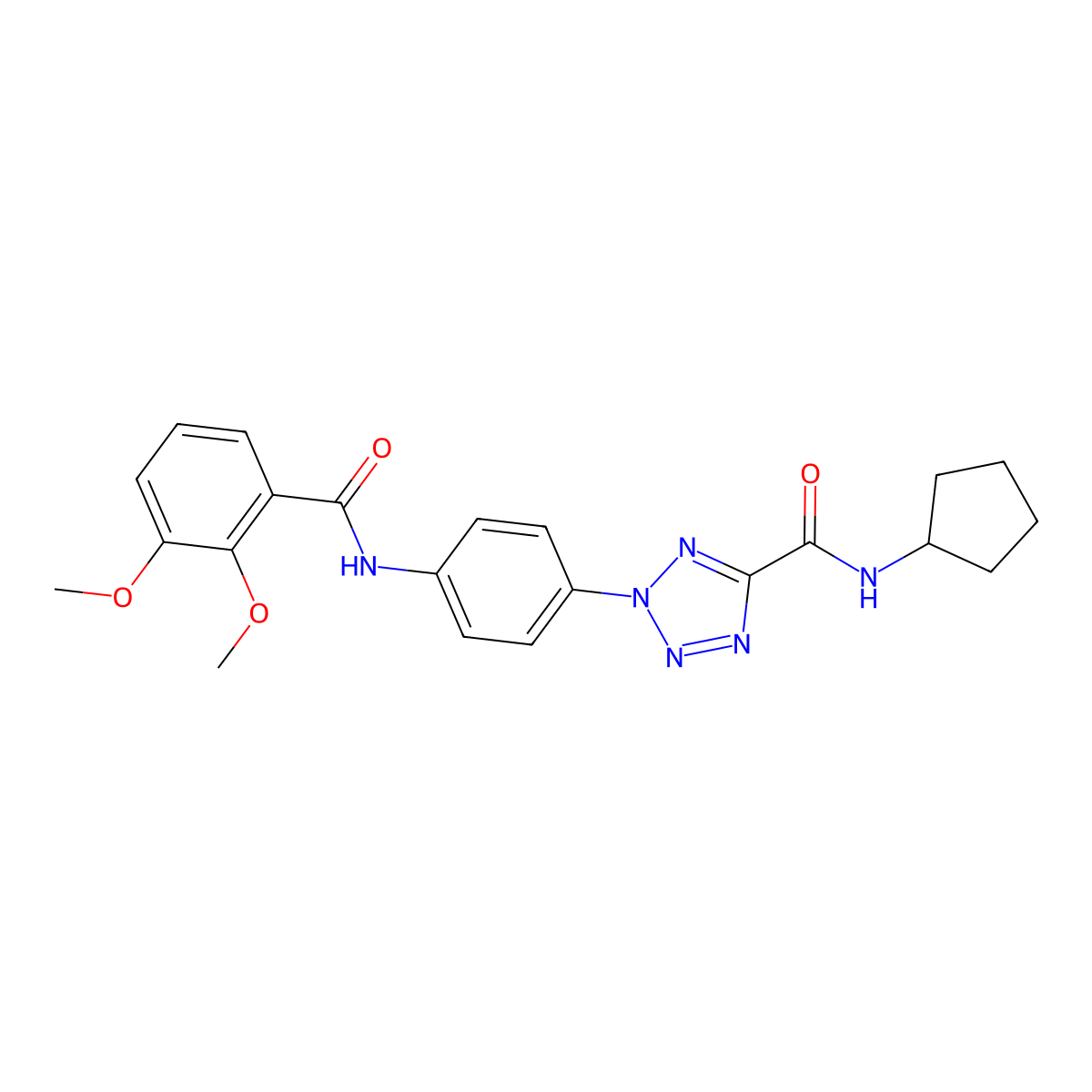 N-cyclopentyl-2-(4-(2,3-dimethoxybenzamido)phenyl)-2H-tetrazole-5-carboxamide molecular structure, CAS 1396682-54-4