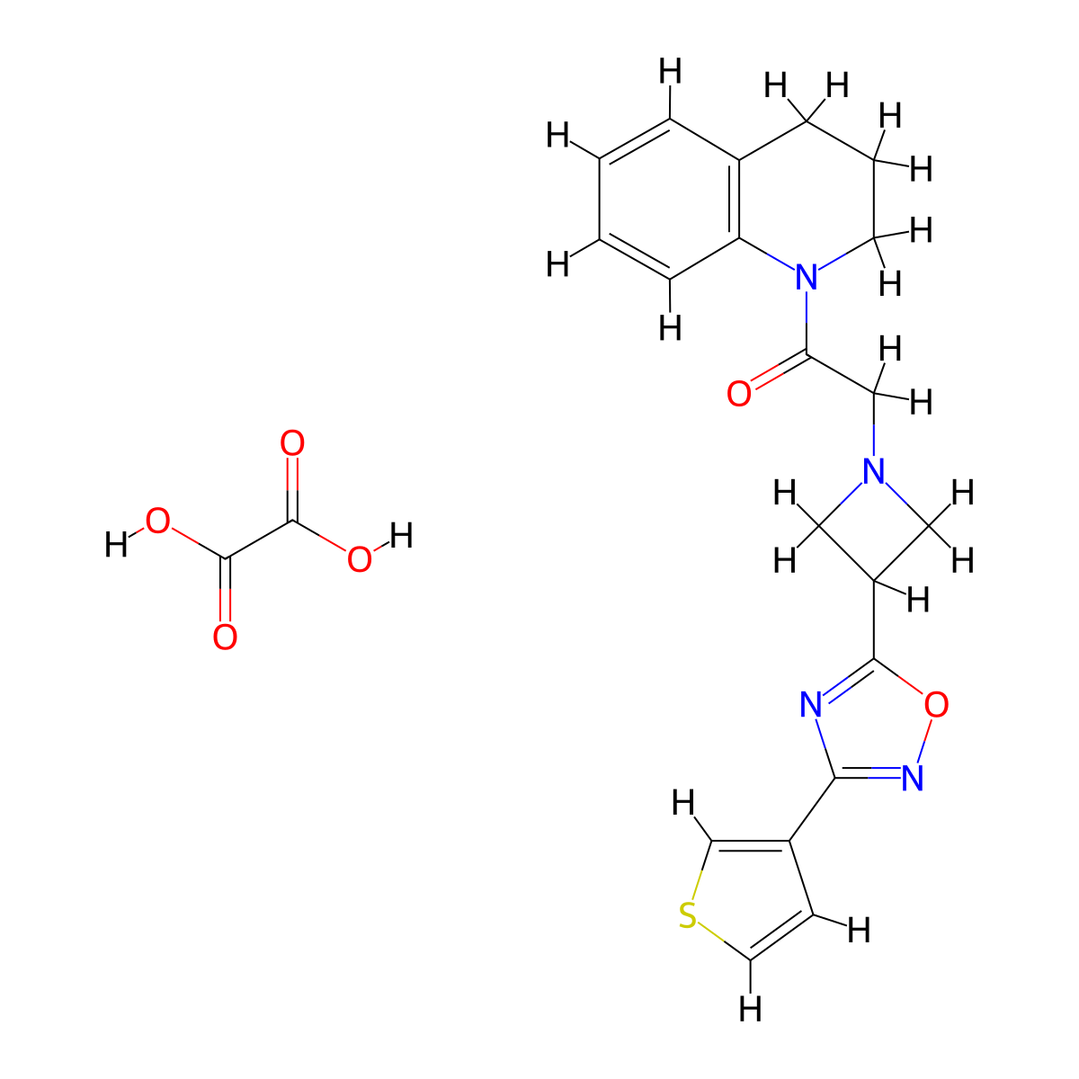 1-(3,4-dihydroquinolin-1(2H)-yl)-2-(3-(3-(thiophen-3-yl)-1,2,4-oxadiazol-5-yl)azetidin-1-yl)ethanone oxalate molecular structure, CAS 1396682-57-7