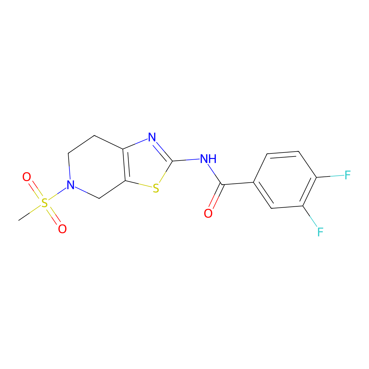3,4-difluoro-N-(5-(methylsulfonyl)-4,5,6,7-tetrahydrothiazolo[5,4-c]pyridin-2-yl)benzamide molecular structure, CAS 1396682-60-2