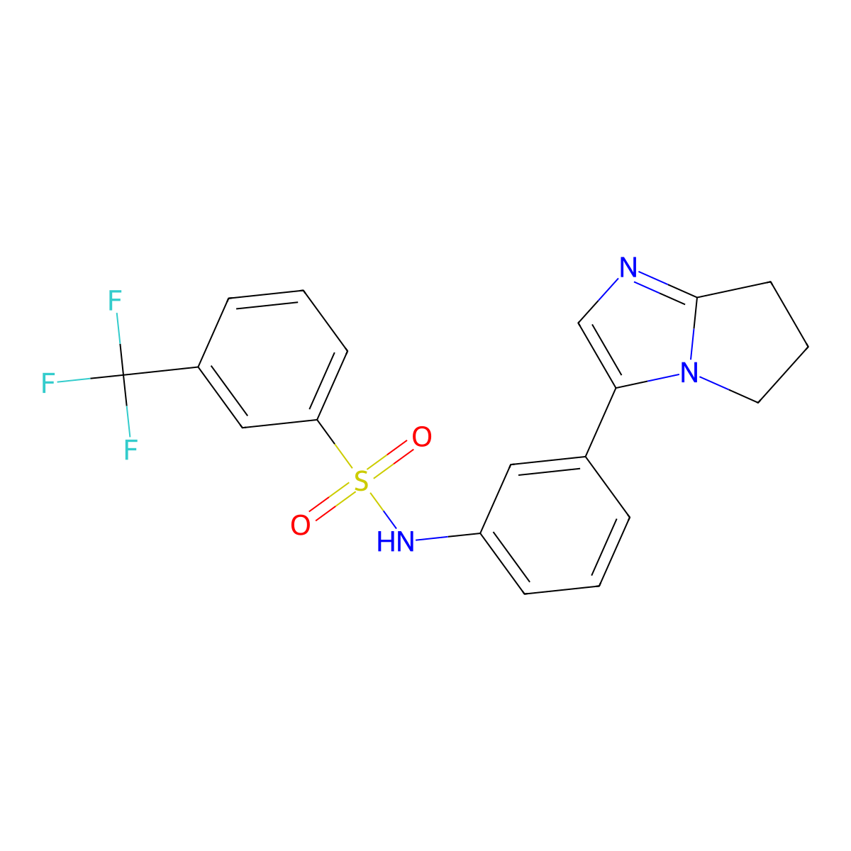 N-(3-(6,7-dihydro-5H-pyrrolo[1,2-a]imidazol-3-yl)phenyl)-3-(trifluoromethyl)benzenesulfonamide molecular structure, CAS 1396682-62-4
