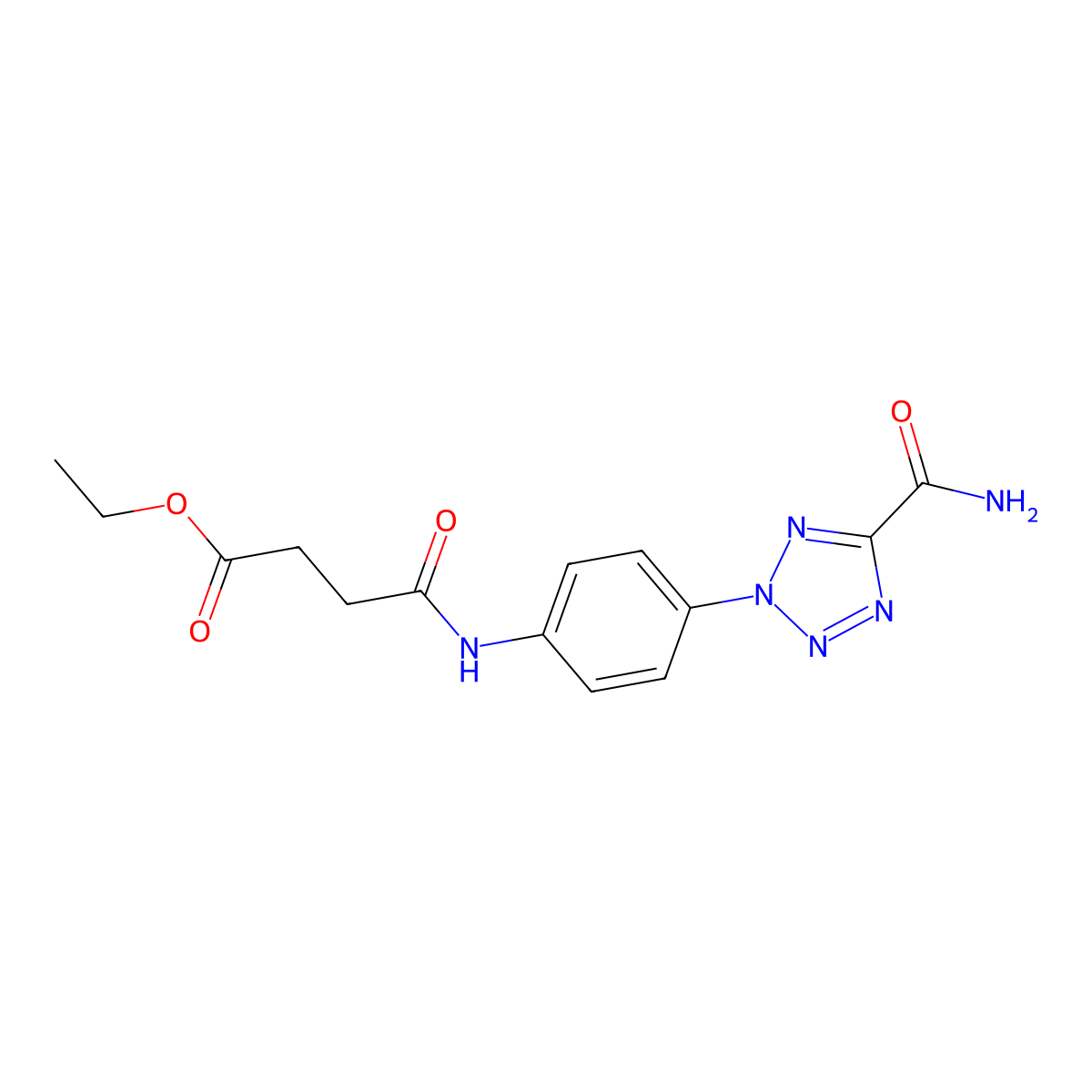 ethyl 4-((4-(5-carbamoyl-2H-tetrazol-2-yl)phenyl)amino)-4-oxobutanoate molecular structure, CAS 1396682-67-9
