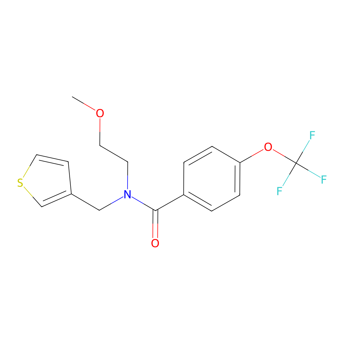 N-(2-methoxyethyl)-N-(thiophen-3-ylmethyl)-4-(trifluoromethoxy)benzamide molecular structure, CAS 1396682-68-0