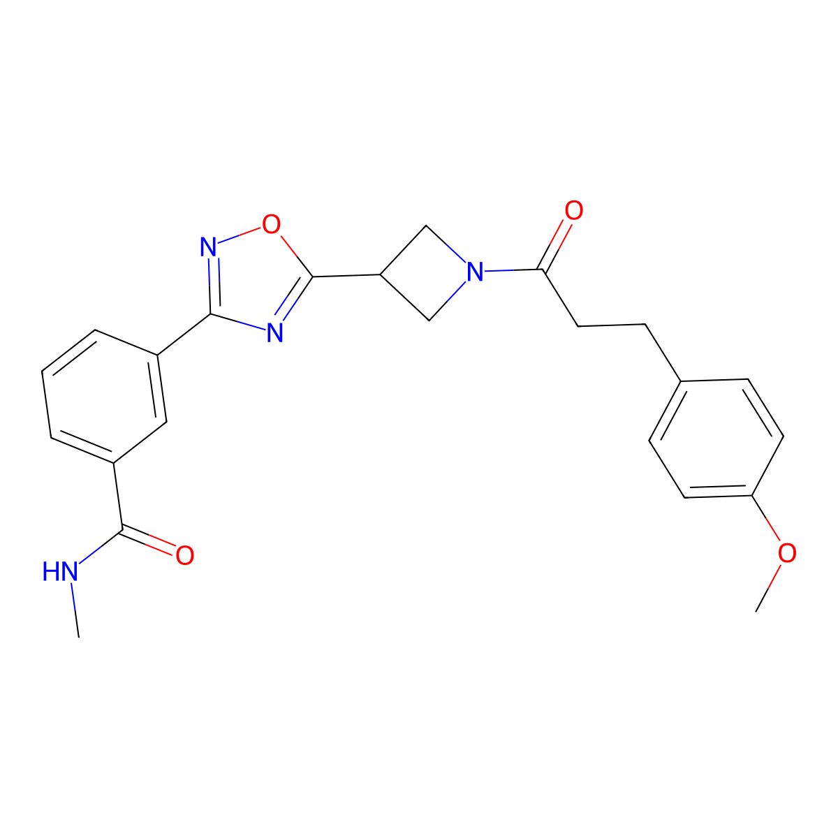 3-(5-(1-(3-(4-methoxyphenyl)propanoyl)azetidin-3-yl)-1,2,4-oxadiazol-3-yl)-N-methylbenzamide molecular structure, CAS 1396682-70-4