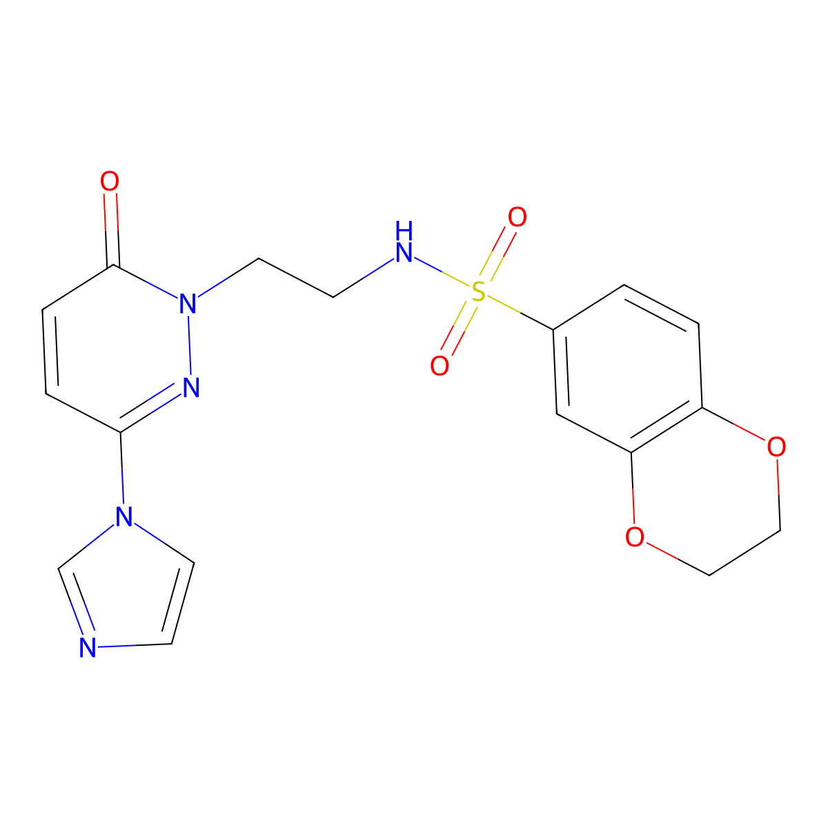 N-(2-(3-(1H-imidazol-1-yl)-6-oxopyridazin-1(6H)-yl)ethyl)-2,3-dihydrobenzo[b][1,4]dioxine-6-sulfonamide molecular structure, CAS 1396682-72-6