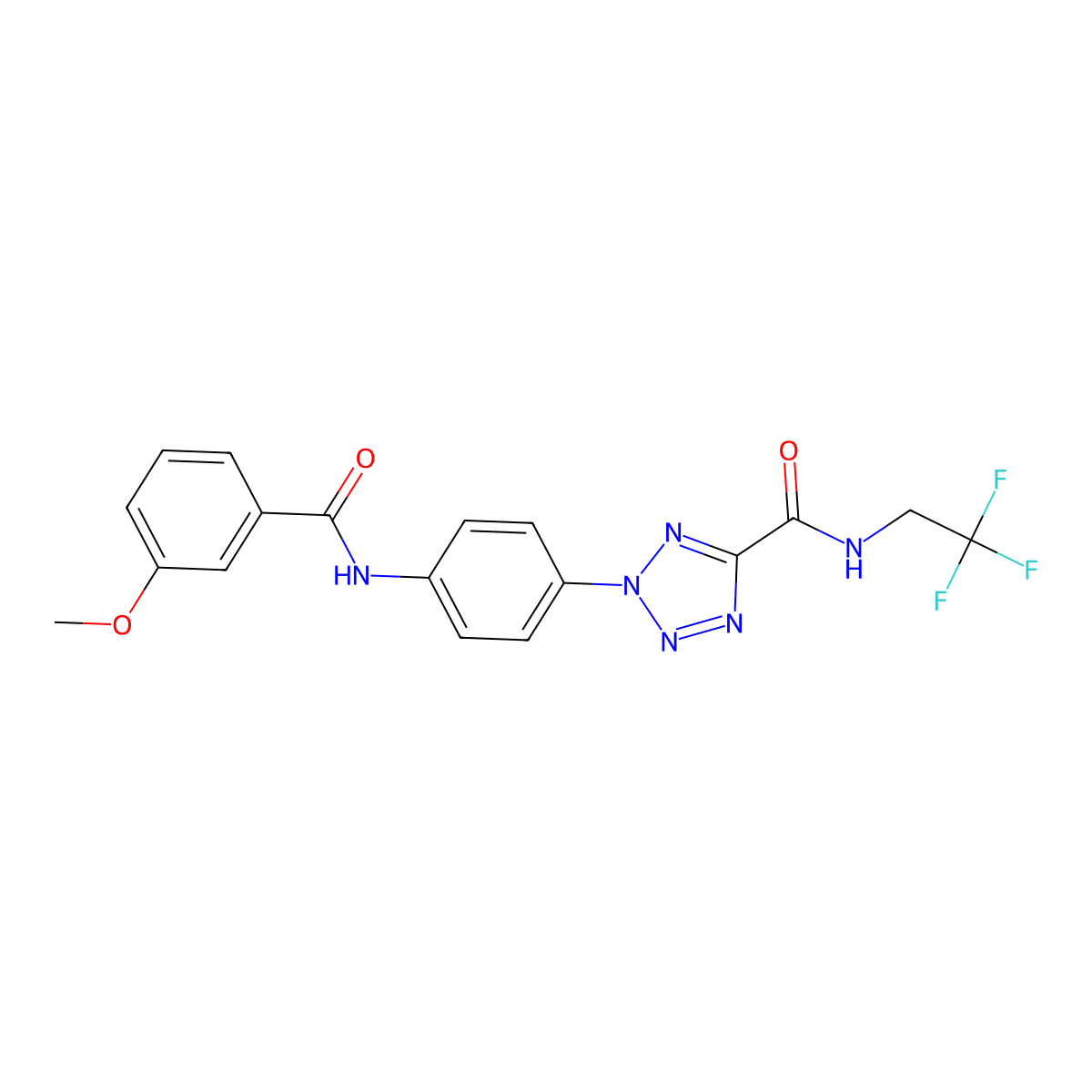 2-(4-(3-methoxybenzamido)phenyl)-N-(2,2,2-trifluoroethyl)-2H-tetrazole-5-carboxamide molecular structure, CAS 1396682-76-0
