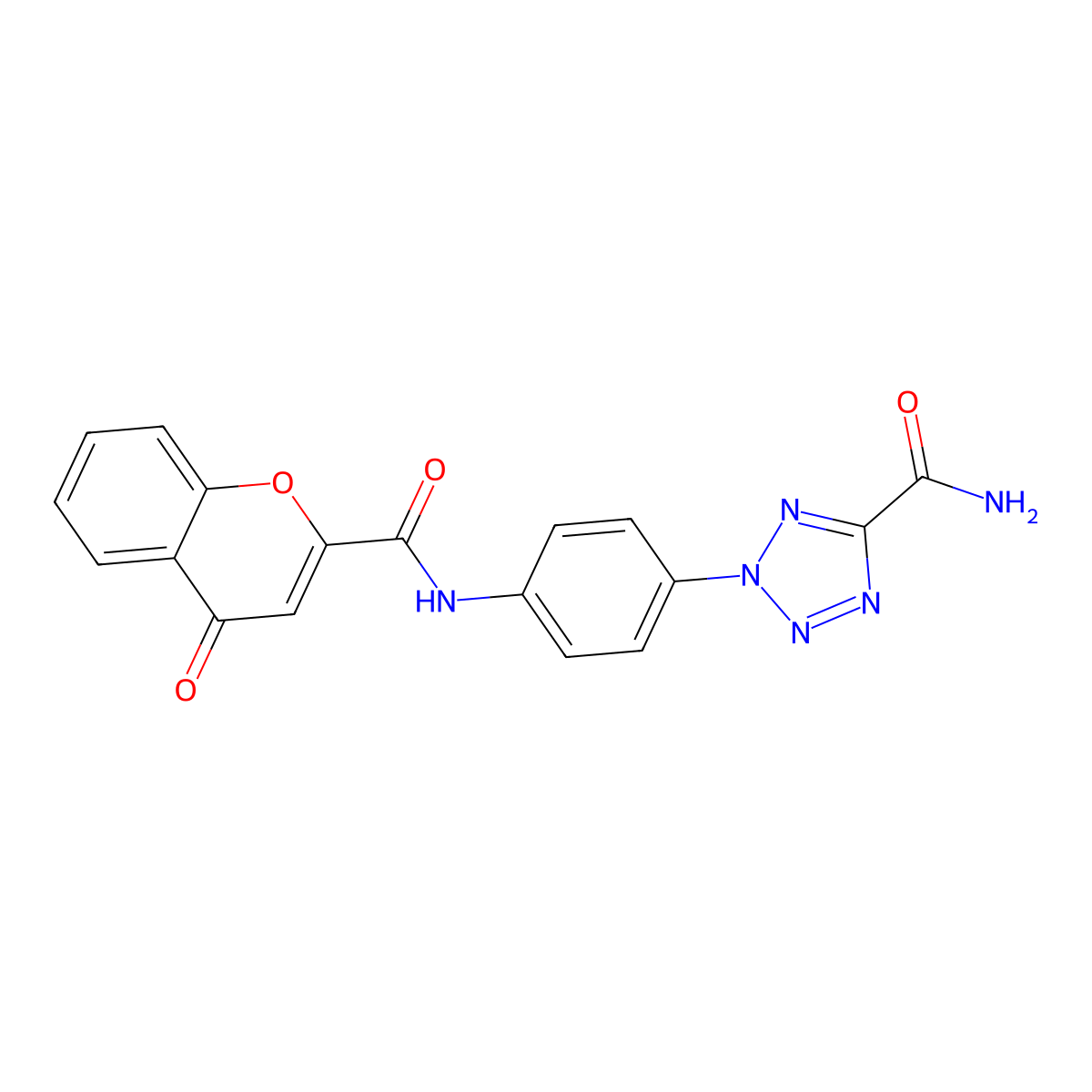 2-(4-(4-oxo-4H-chromene-2-carboxamido)phenyl)-2H-tetrazole-5-carboxamide molecular structure, CAS 1396682-82-8