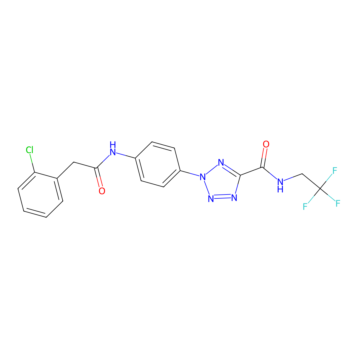 2-(4-(2-(2-chlorophenyl)acetamido)phenyl)-N-(2,2,2-trifluoroethyl)-2H-tetrazole-5-carboxamide molecular structure, CAS 1396682-85-1