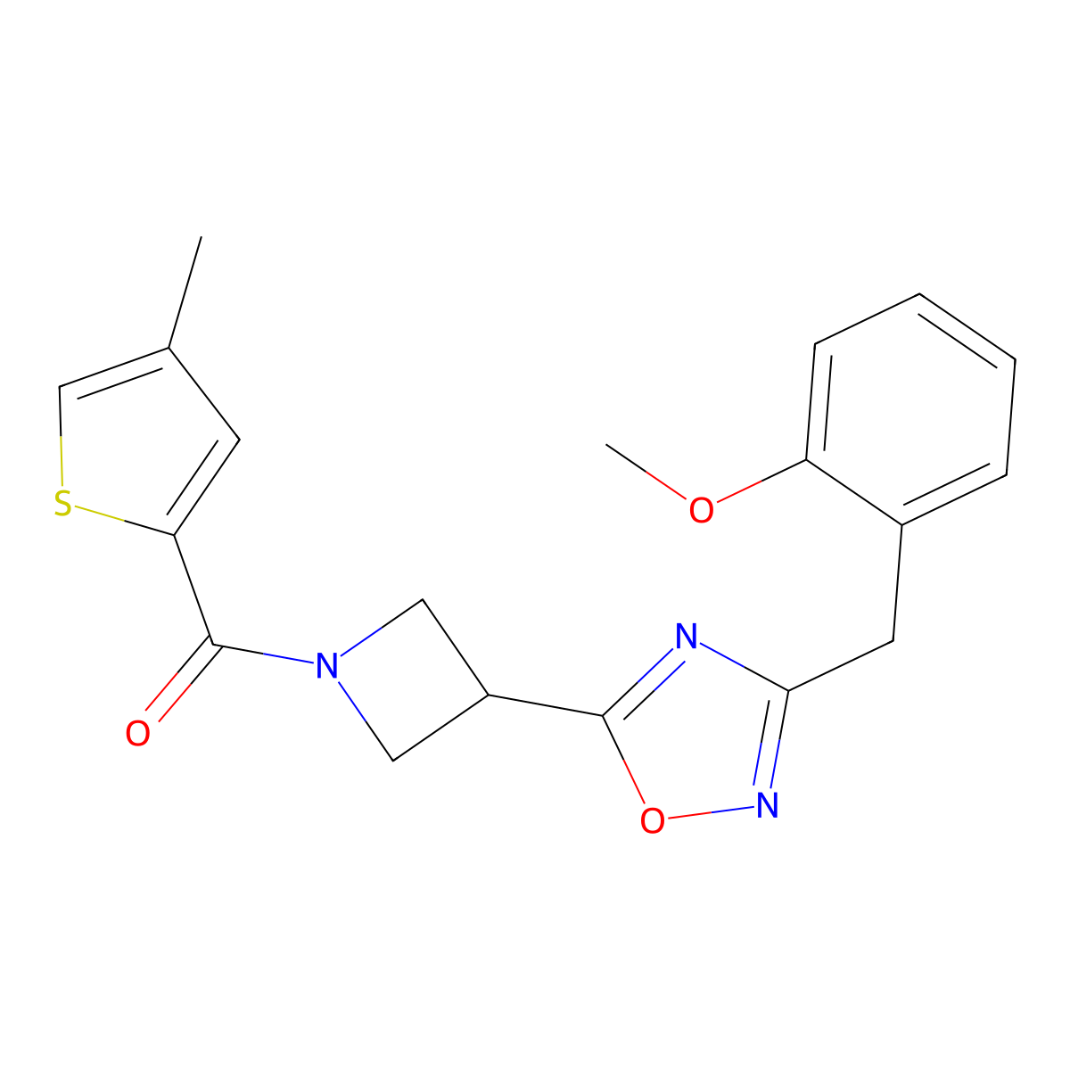 (3-(3-(2-Methoxybenzyl)-1,2,4-oxadiazol-5-yl)azetidin-1-yl)(4-methylthiophen-2-yl)methanone molecular structure, CAS 1396682-86-2