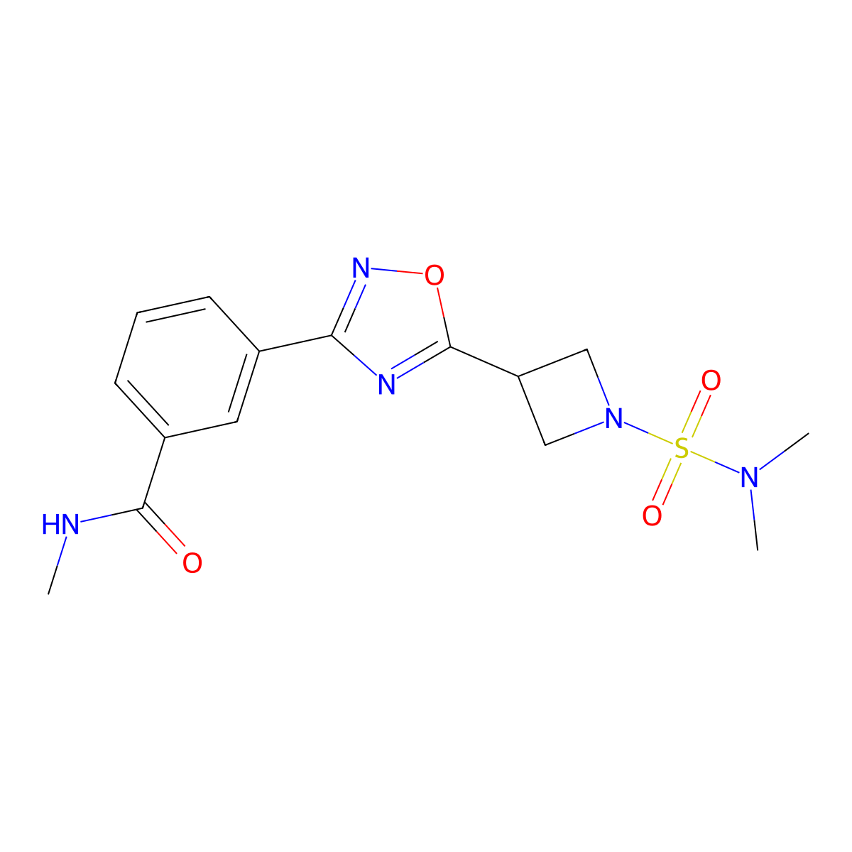 3-(5-(1-(N,N-dimethylsulfamoyl)azetidin-3-yl)-1,2,4-oxadiazol-3-yl)-N-methylbenzamide molecular structure, CAS 1396682-89-5