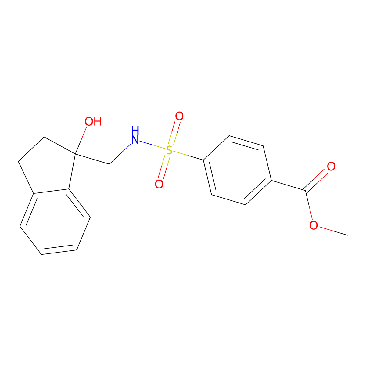 methyl 4-(N-((1-hydroxy-2,3-dihydro-1H-inden-1-yl)methyl)sulfamoyl)benzoate molecular structure, CAS 1396682-97-5