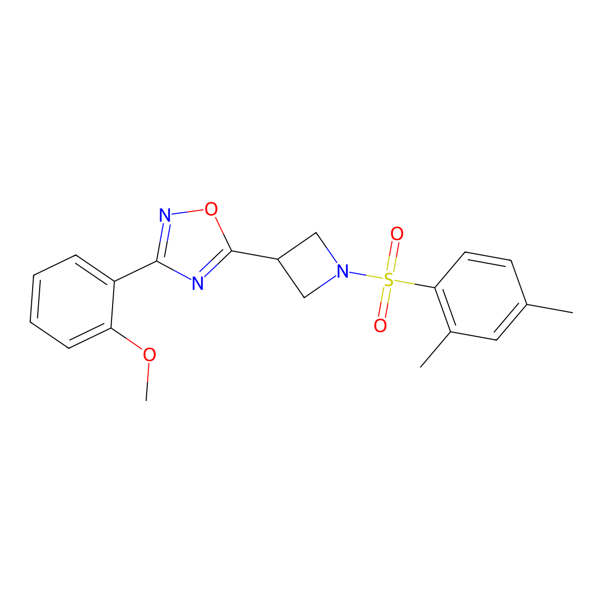 5-(1-((2,4-Dimethylphenyl)sulfonyl)azetidin-3-yl)-3-(2-methoxyphenyl)-1,2,4-oxadiazole molecular structure, CAS 1396682-98-6