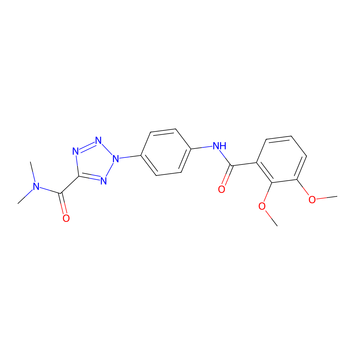2-(4-(2,3-dimethoxybenzamido)phenyl)-N,N-dimethyl-2H-tetrazole-5-carboxamide molecular structure, CAS 1396682-99-7