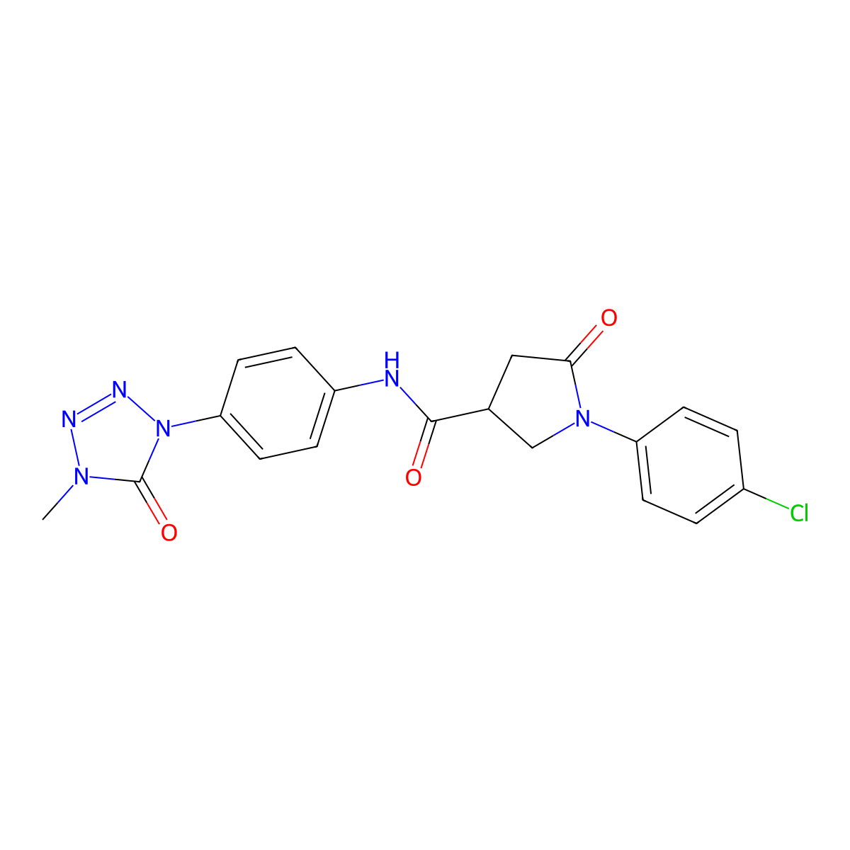 1-(4-chlorophenyl)-N-(4-(4-methyl-5-oxo-4,5-dihydro-1H-tetrazol-1-yl)phenyl)-5-oxopyrrolidine-3-carboxamide molecular structure, CAS 1396683-03-6