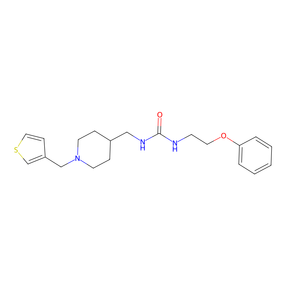 1-(2-Phenoxyethyl)-3-((1-(thiophen-3-ylmethyl)piperidin-4-yl)methyl)urea molecular structure, CAS 1396683-06-9