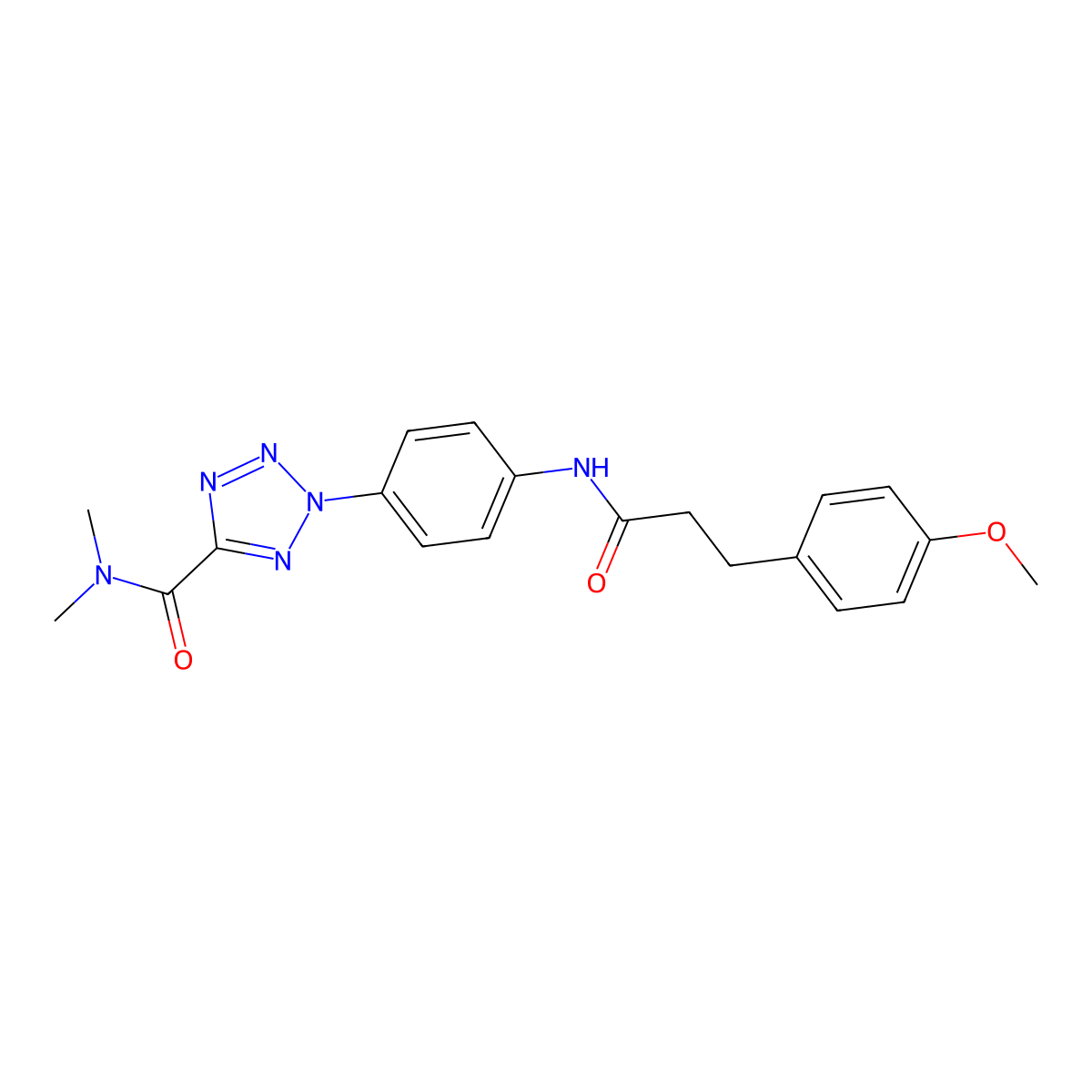 2-(4-(3-(4-methoxyphenyl)propanamido)phenyl)-N,N-dimethyl-2H-tetrazole-5-carboxamide molecular structure, CAS 1396683-09-2