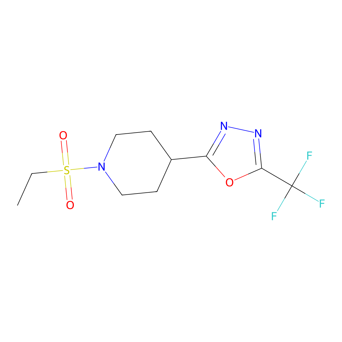 2-(1-(Ethylsulfonyl)piperidin-4-yl)-5-(trifluoromethyl)-1,3,4-oxadiazole molecular structure, CAS 1396683-17-2