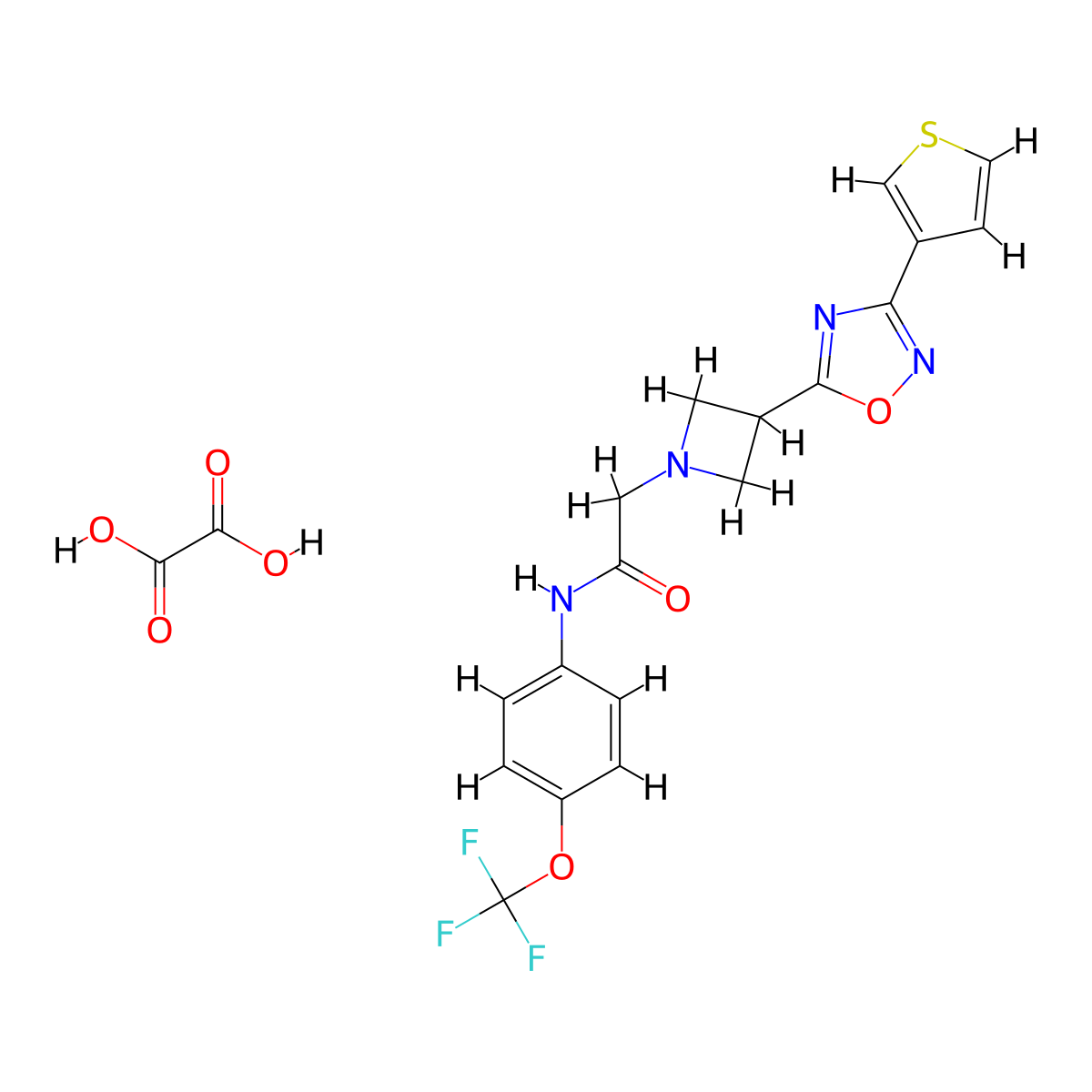 2-(3-(3-(thiophen-3-yl)-1,2,4-oxadiazol-5-yl)azetidin-1-yl)-N-(4-(trifluoromethoxy)phenyl)acetamide oxalate molecular structure, CAS 1396683-22-9