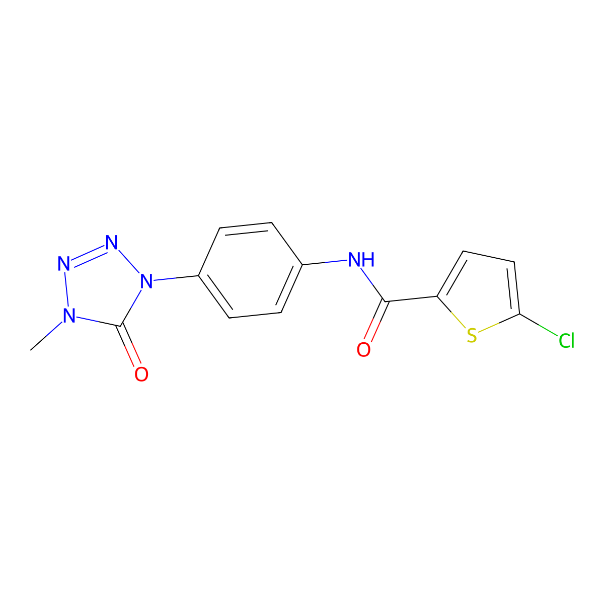 5-chloro-N-(4-(4-methyl-5-oxo-4,5-dihydro-1H-tetrazol-1-yl)phenyl)thiophene-2-carboxamide molecular structure, CAS 1396683-23-0