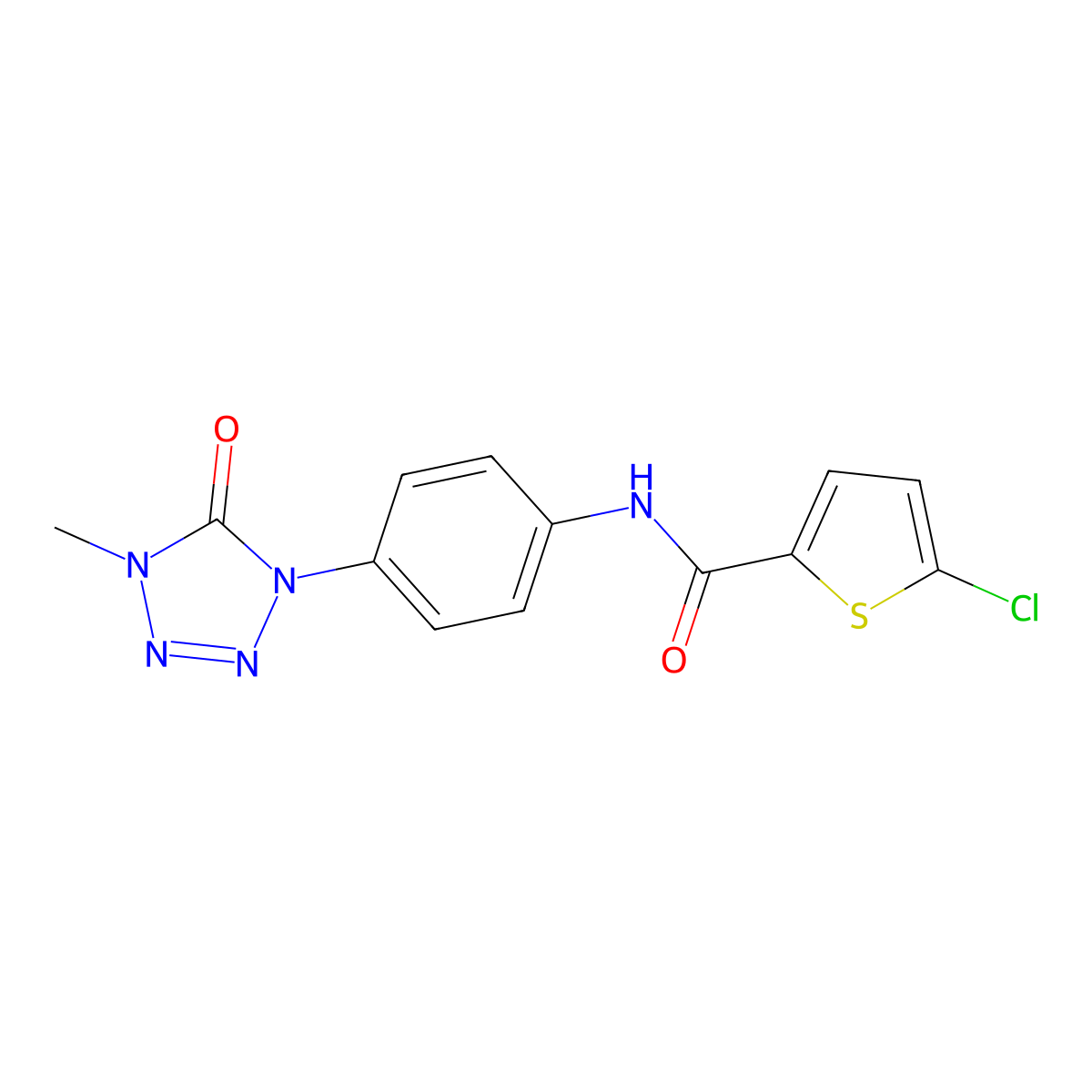 5-chloro-N-(4-(4-methyl-5-oxo-4,5-dihydro-1H-tetrazol-1-yl)phenyl)thiophene-2-carboxamide molecular structure, CAS 1396683-23-0