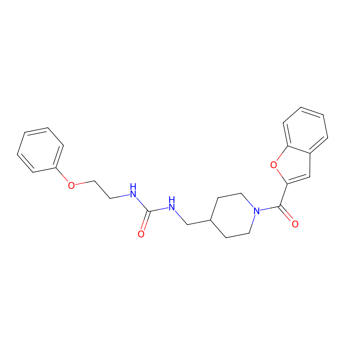 1-((1-(Benzofuran-2-carbonyl)piperidin-4-yl)methyl)-3-(2-phenoxyethyl)urea molecular structure, CAS 1396683-33-2
