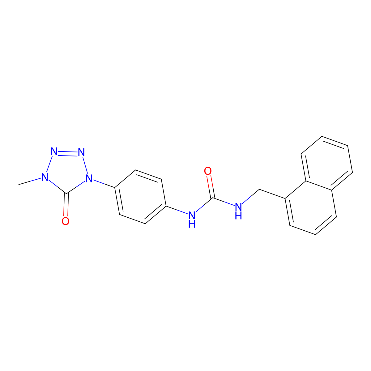 1-(4-(4-methyl-5-oxo-4,5-dihydro-1H-tetrazol-1-yl)phenyl)-3-(naphthalen-1-ylmethyl)urea molecular structure, CAS 1396683-34-3