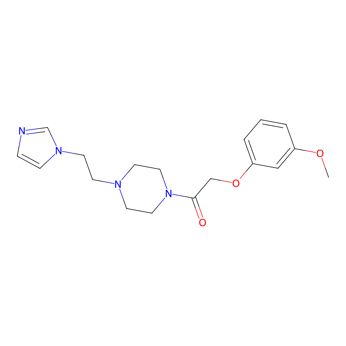 1-(4-(2-(1H-imidazol-1-yl)ethyl)piperazin-1-yl)-2-(3-methoxyphenoxy)ethanone molecular structure, CAS 1396683-36-5