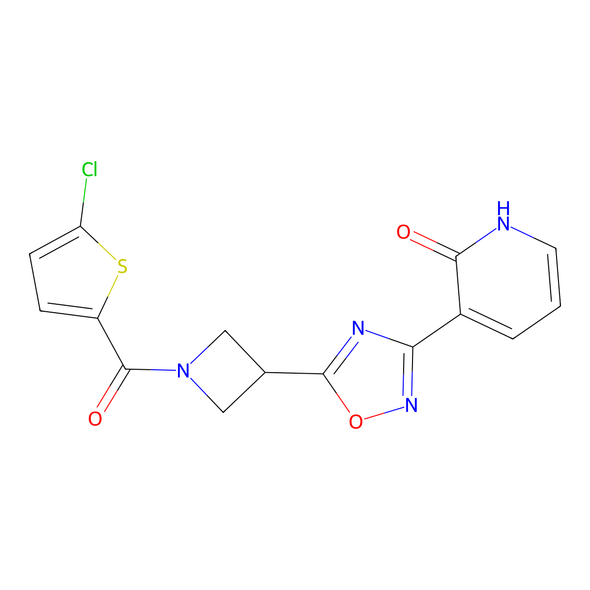 3-(5-(1-(5-chlorothiophene-2-carbonyl)azetidin-3-yl)-1,2,4-oxadiazol-3-yl)pyridin-2(1H)-one molecular structure, CAS 1396683-37-6