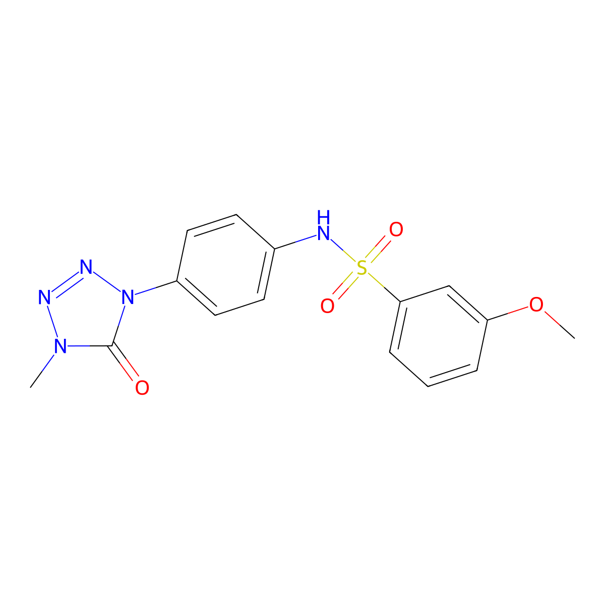 3-methoxy-N-(4-(4-methyl-5-oxo-4,5-dihydro-1H-tetrazol-1-yl)phenyl)benzenesulfonamide molecular structure, CAS 1396683-42-3