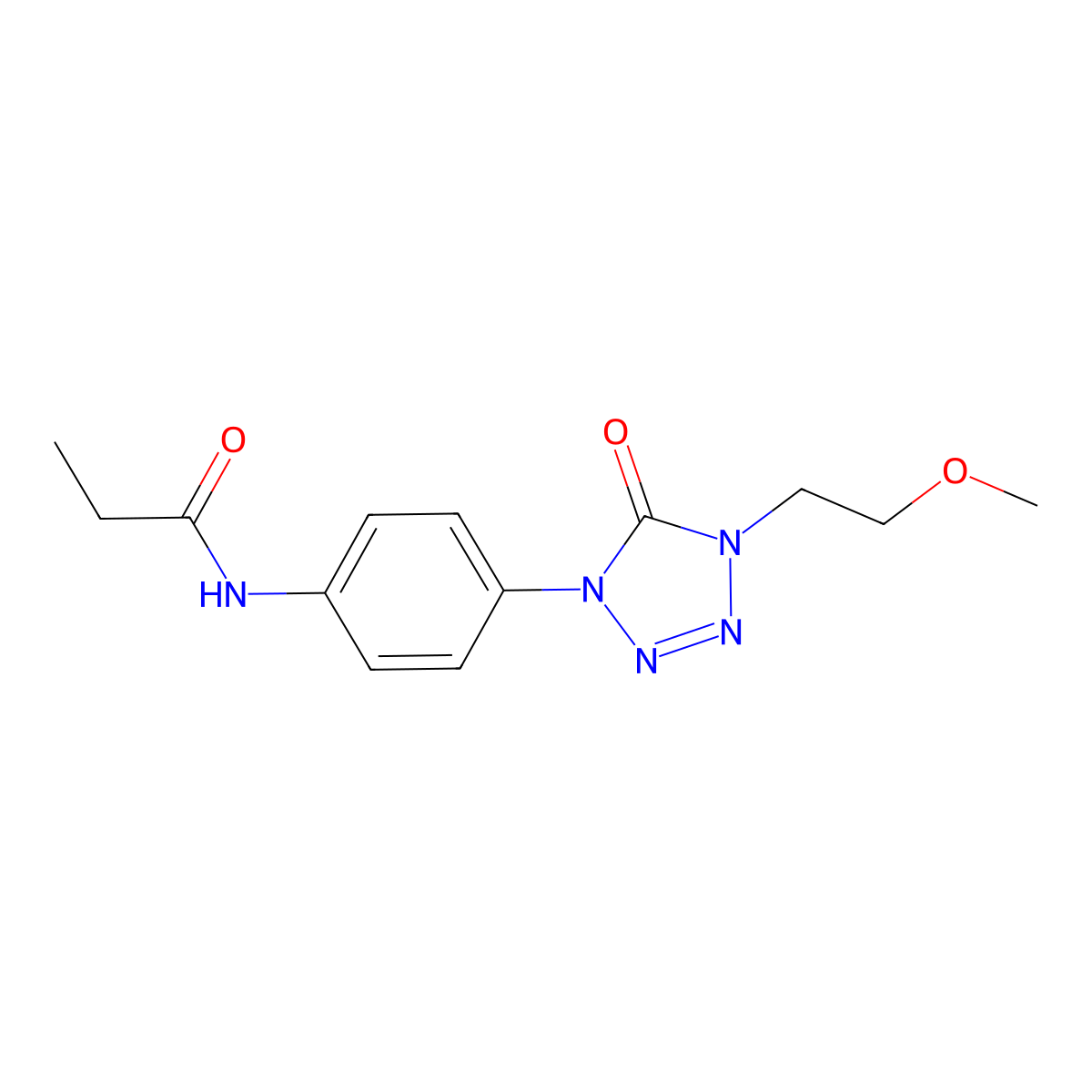 N-(4-(4-(2-methoxyethyl)-5-oxo-4,5-dihydro-1H-tetrazol-1-yl)phenyl)propionamide molecular structure, CAS 1396683-53-6