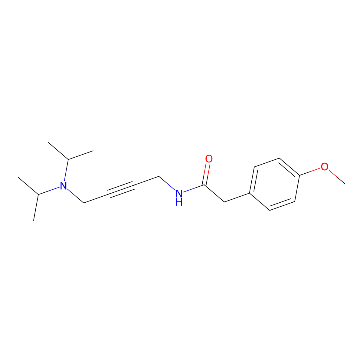 N-(4-(diisopropylamino)but-2-yn-1-yl)-2-(4-methoxyphenyl)acetamide molecular structure, CAS 1396683-55-8