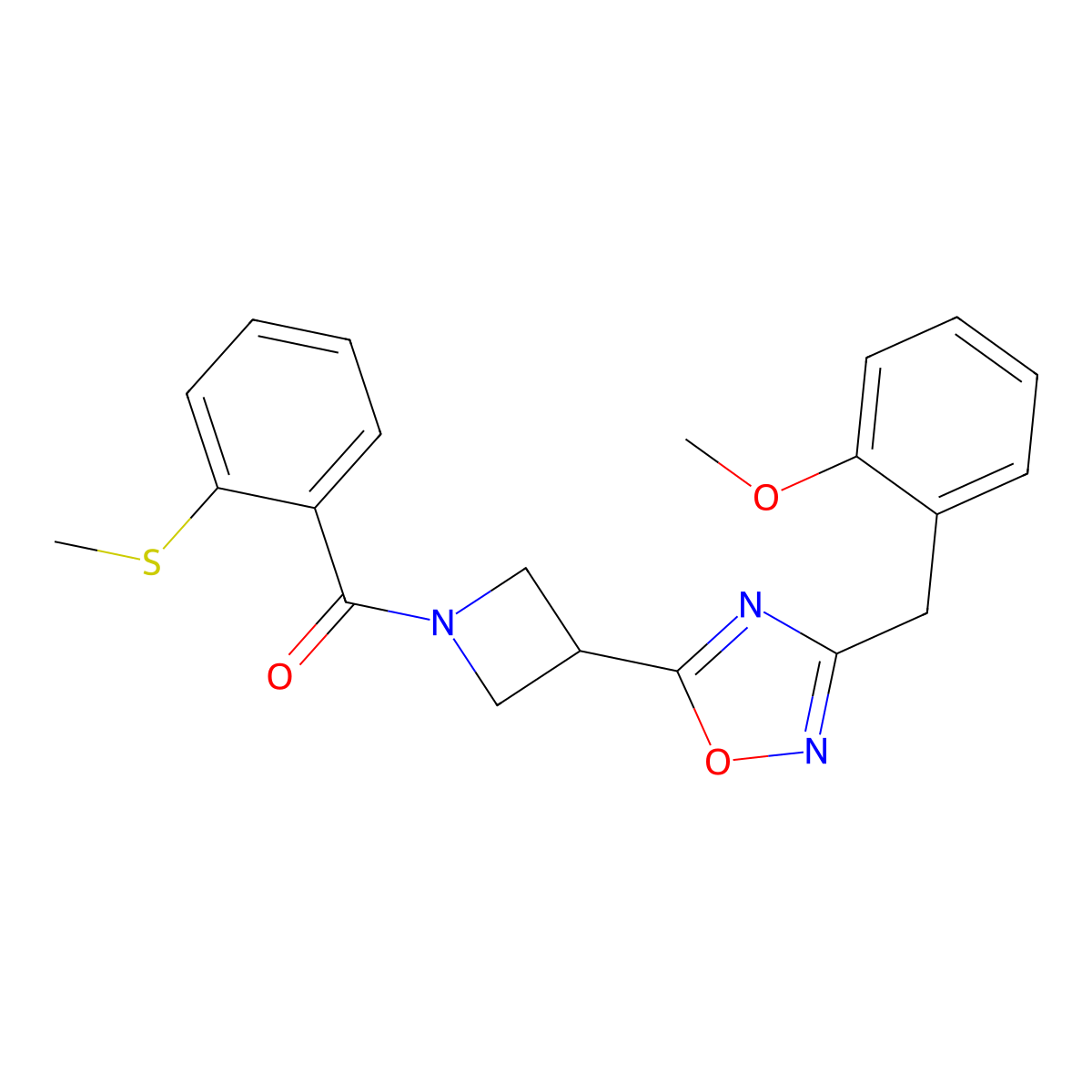 (3-(3-(2-Methoxybenzyl)-1,2,4-oxadiazol-5-yl)azetidin-1-yl)(2-(methylthio)phenyl)methanone molecular structure, CAS 1396683-57-0