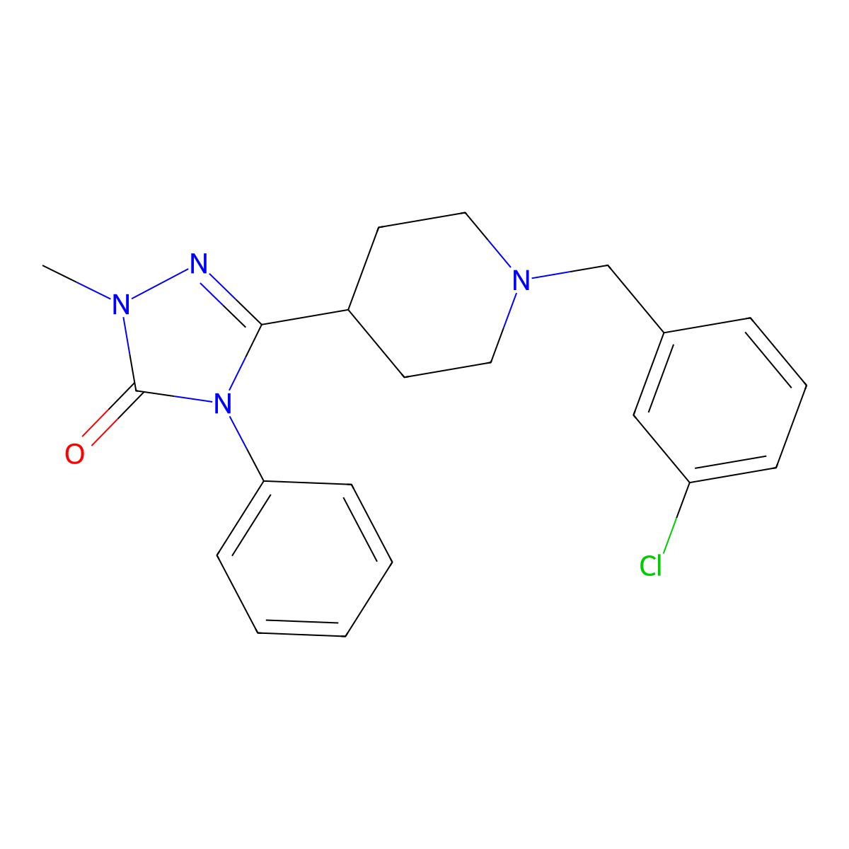 3-(1-(3-chlorobenzyl)piperidin-4-yl)-1-methyl-4-phenyl-1H-1,2,4-triazol-5(4H)-one molecular structure, CAS 1396683-60-5