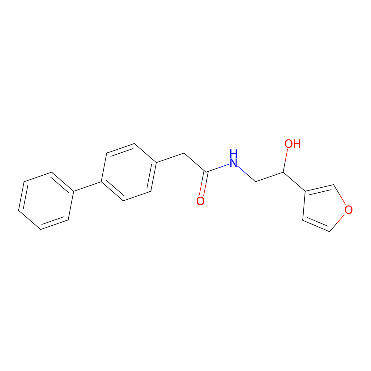 2-([1,1'-biphenyl]-4-yl)-N-(2-(furan-3-yl)-2-hydroxyethyl)acetamide molecular structure, CAS 1396683-63-8