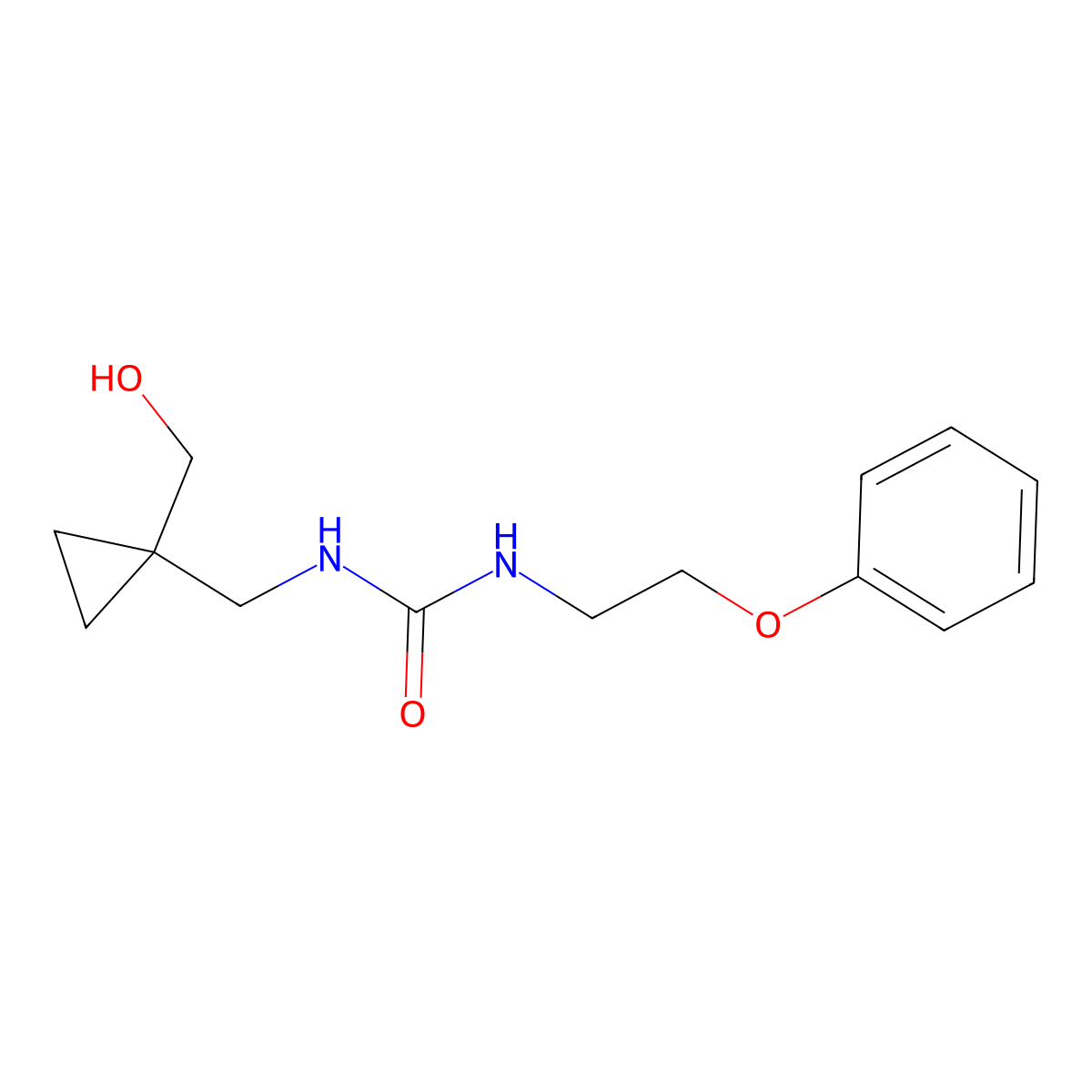 1-((1-(Hydroxymethyl)cyclopropyl)methyl)-3-(2-phenoxyethyl)urea molecular structure, CAS 1396683-67-2
