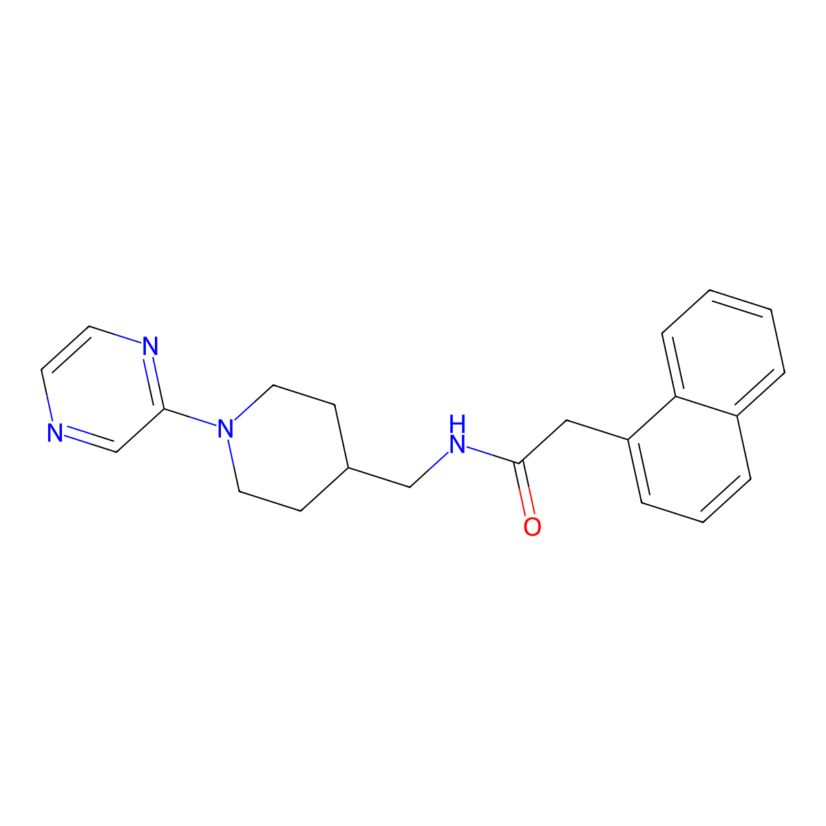 2-(naphthalen-1-yl)-N-((1-(pyrazin-2-yl)piperidin-4-yl)methyl)acetamide molecular structure, CAS 1396683-75-2